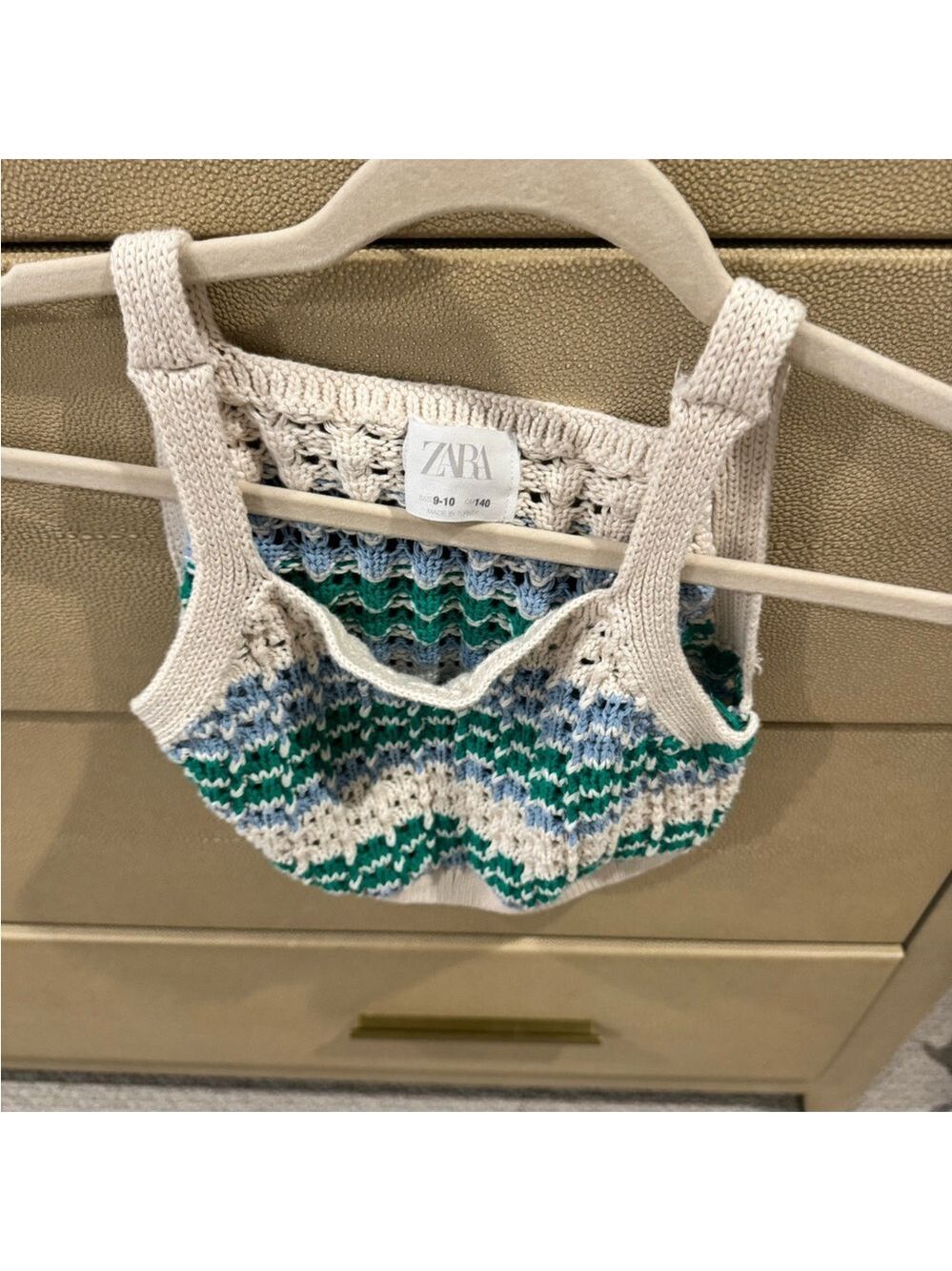 Zara Kids Crochet Tank Top - Cream, Blue, Green - Picture 2 of 3